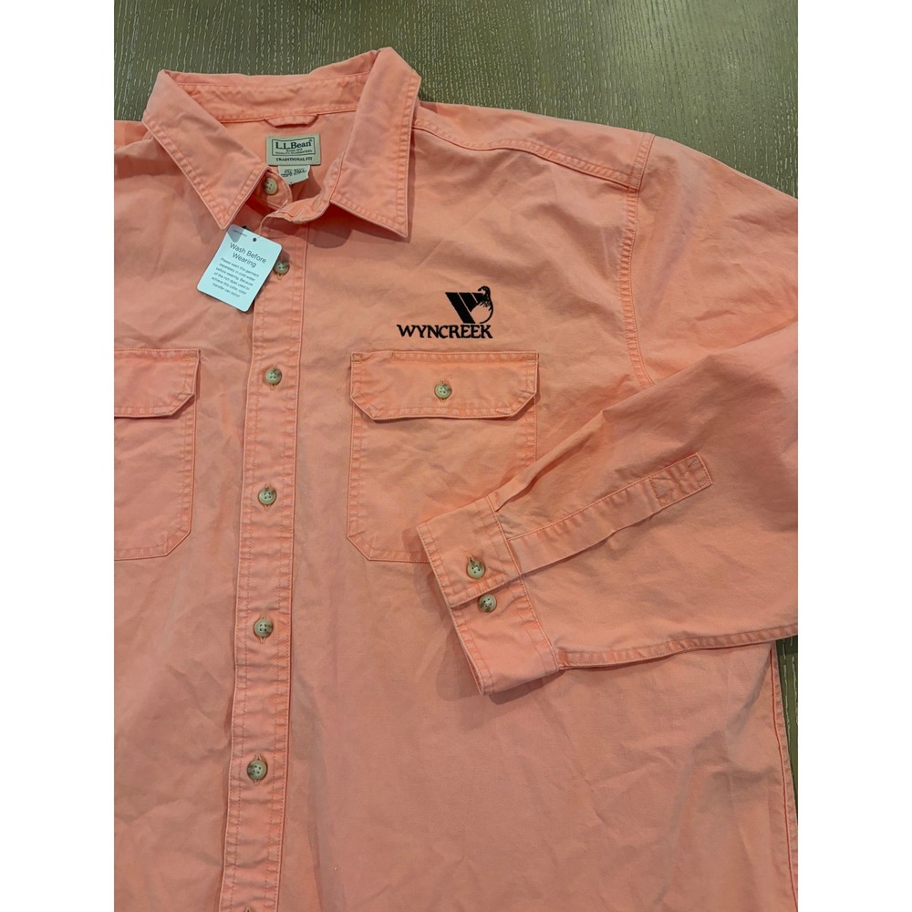 L.L.Bean Men's XXL Tall Coral Wyncreek Logo Cotton Button-Up Shirt NWT